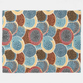 Couverture Polaire Motif à points Cercle Bleu, Brown et Crème (Devant (Horizontal))