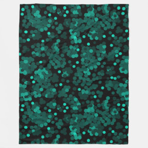 Couverture Polaire Motif à pois vert turquoise sur noir