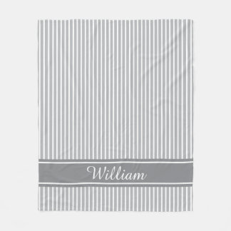 Couverture Polaire Motif à rayures personnalisé avec couleur et nom