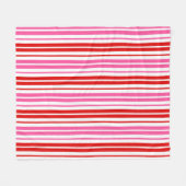 Couverture Polaire Motif à rayures verticales roses rouges blanches (Devant (Horizontal))
