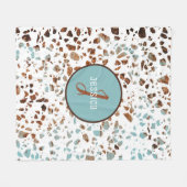 Couverture Polaire Motif Abstrait customisé Terrazzo Brown et bleu (Devant (Horizontal))