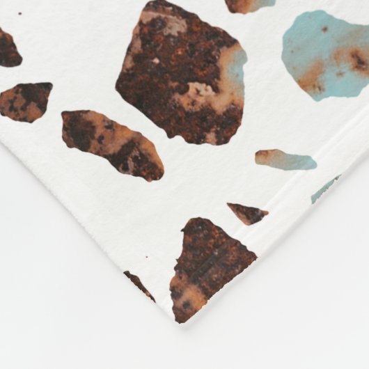 Couverture Polaire Motif Abstrait customisé Terrazzo Brown et bleu (Coin)