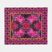 Couverture Polaire Motif abstrait de fleur de rose rose (Devant (Horizontal))