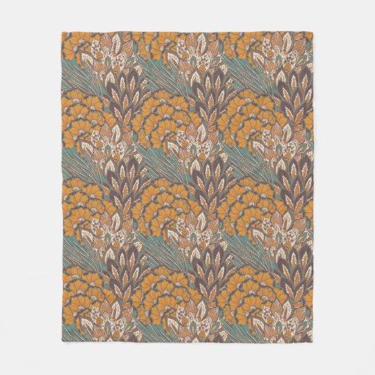 Couverture Polaire Motif abstrait de plume de paon (Devant)