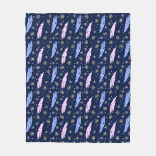 Couverture Polaire motif abstrait de plumes (Devant)