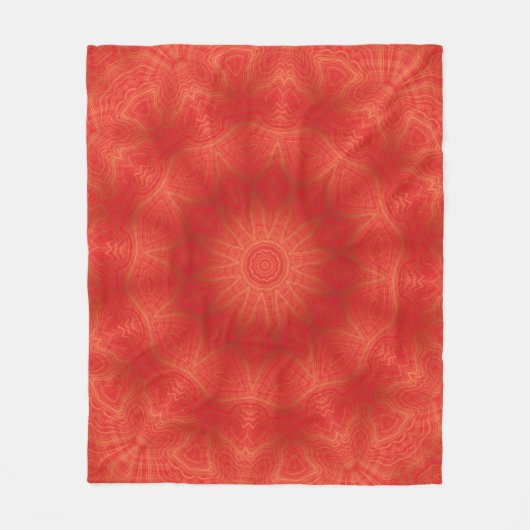 Couverture Polaire Motif Abstrait Gold et Red Kaleidoscope (Devant)