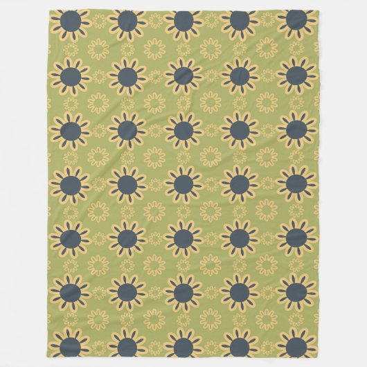 Couverture Polaire Motif Abstrait noir et jaune rétro (Devant)