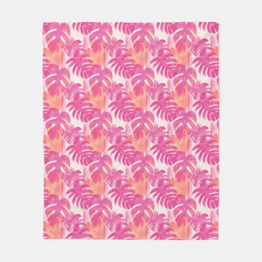 Couverture Polaire Motif abstrait simple avec feuilles de monstera, f (Devant)