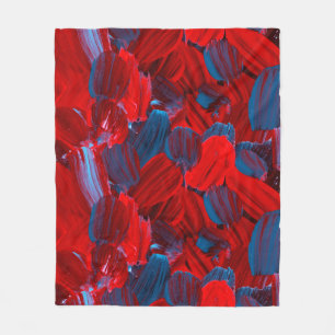 Couverture Polaire motif Abstrait transparent en rouge et bleu