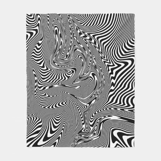 Couverture Polaire Motif Abstrait Trippy noir et blanc (Devant)