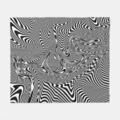 Couverture Polaire Motif Abstrait Trippy noir et blanc (Devant (Horizontal))