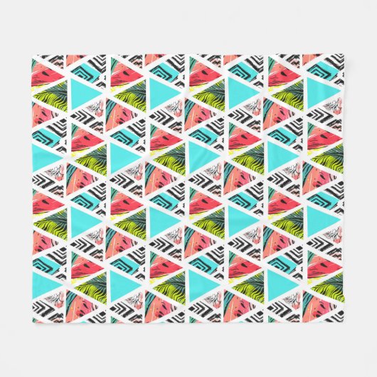 Couverture Polaire Motif Abstrait tropical coloré (Devant (Horizontal))