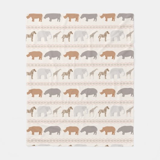 Couverture Polaire Motif africain 1 d'animaux (Devant)
