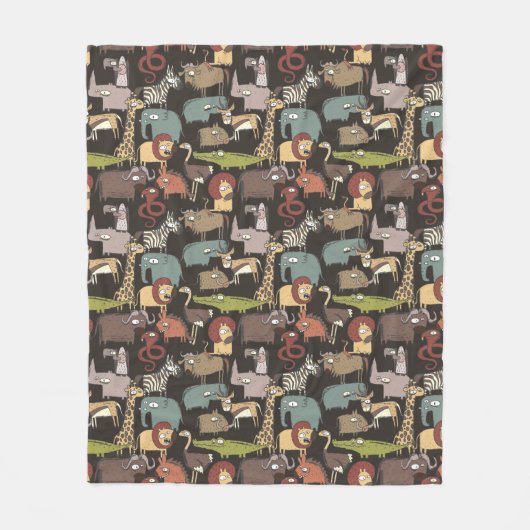 Couverture Polaire Motif africain d'animaux (Devant)