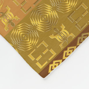 Couverture Polaire motif africain ethnique avec des simbols d'Adinkra
