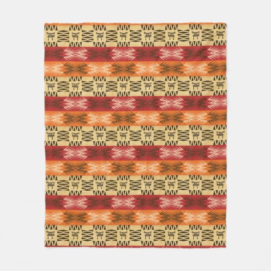 Couverture Polaire motif africain ethnique avec simbols. (Devant)