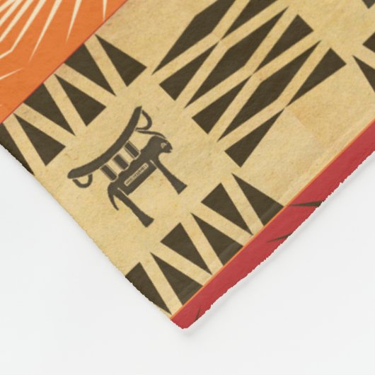 Couverture Polaire motif africain ethnique avec simbols. (Coin)