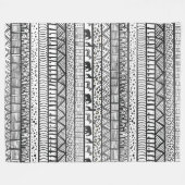 Couverture Polaire Motif africain tribal noir blanc (Devant (Horizontal))