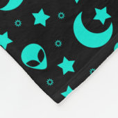Couverture Polaire Motif Alien turquoise avec étoiles et lunes (Coin)