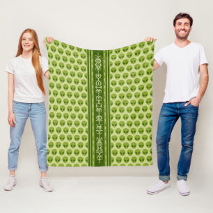 Couverture Polaire Motif Alien vert mignon avec votre nom dans Glyphe