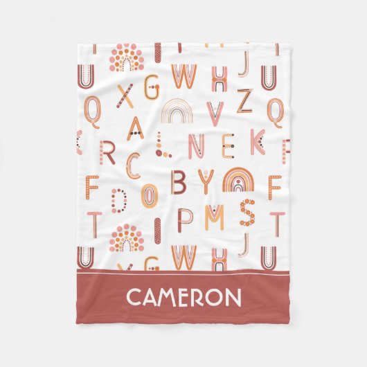 Couverture Polaire Motif Alphabet arc-en-ciel amusant (Devant)