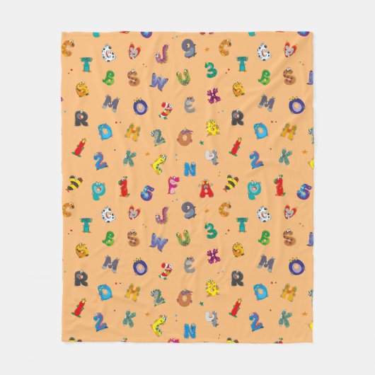 Couverture Polaire Motif alphabet monster (Devant)