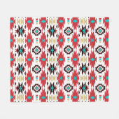 Couverture Polaire Motif amérindien blanc Turquoise rouge (Devant (Horizontal))