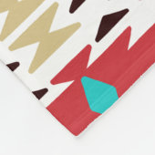 Couverture Polaire Motif amérindien blanc Turquoise rouge (Coin)