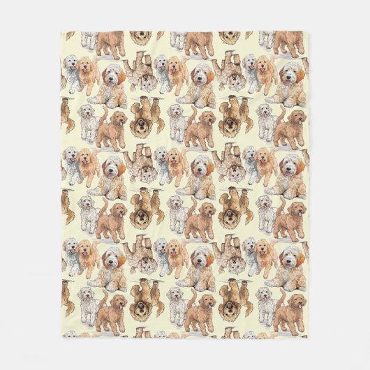 Couverture Polaire Motif Amoureux des chiens Goldendoodle (Devant)