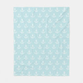 Couverture Polaire Motif Ancre Pastel Bleu et Blanc (Devant)