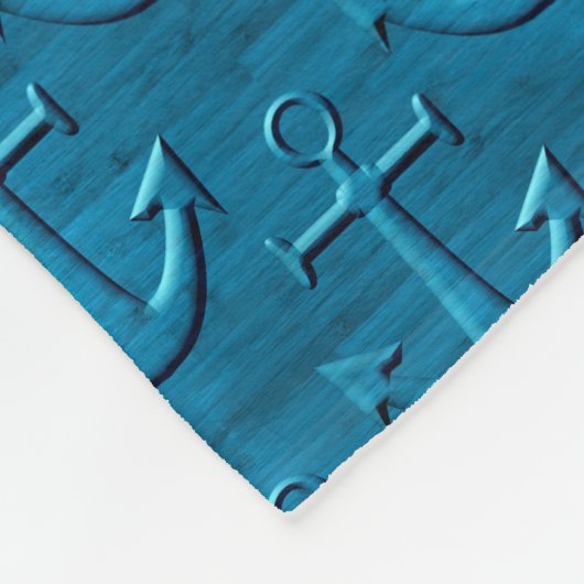 Couverture Polaire Motif Ancre Sur La Texture En Bois Bleu (Coin)