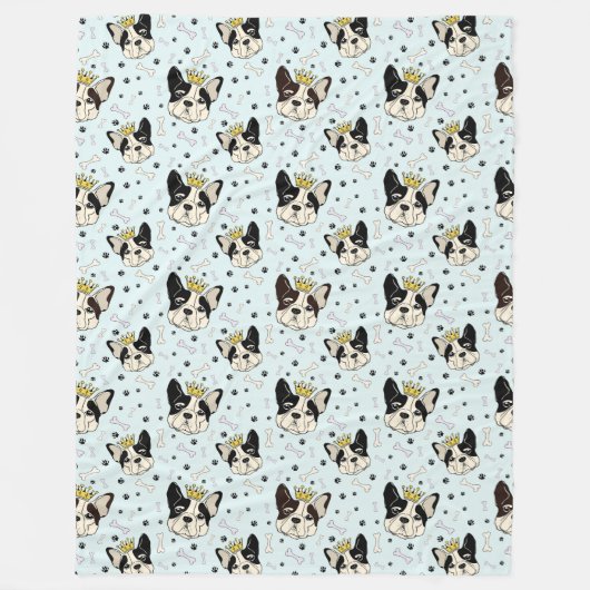 Couverture Polaire Motif animal cool - Chien taureau mou avec Couronn (Devant)