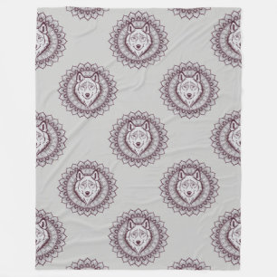 Couverture Polaire Motif animal cool - Wolf Head Mandala 1