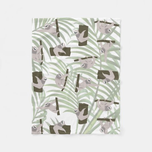 Couverture Polaire Motif animal mignon Sloth en forêt sauvage (Devant)