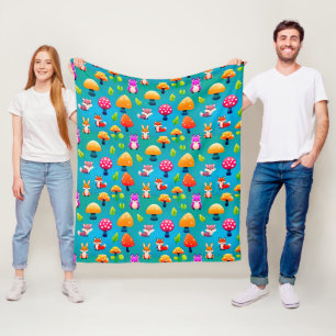 Couverture Polaire Motif Animaux de la Forêt Heureux pour le Style de