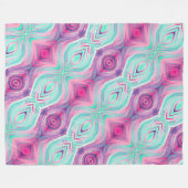 Couverture Polaire Motif Aqua Rose Violet Boho (Devant (Horizontal))
