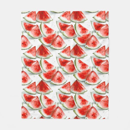 Couverture Polaire Motif aquarelle pastèque d'été (Devant)