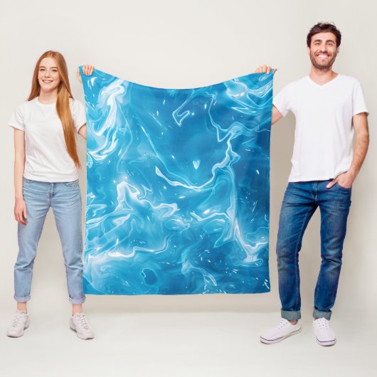 Couverture Polaire Motif aquatique Aqua Blue Pool (En situation)