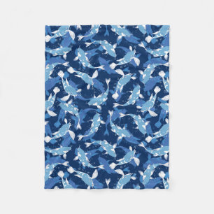 Couverture Polaire Motif aquatique bleu - Koi Fish