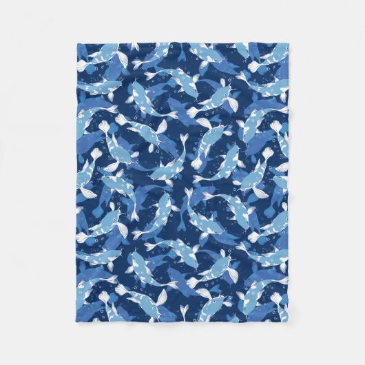 Couverture Polaire Motif aquatique bleu - Koi Fish (Devant)