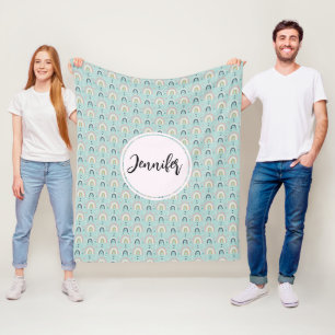 Couverture Polaire Motif arc-en-ciel blanc mignon