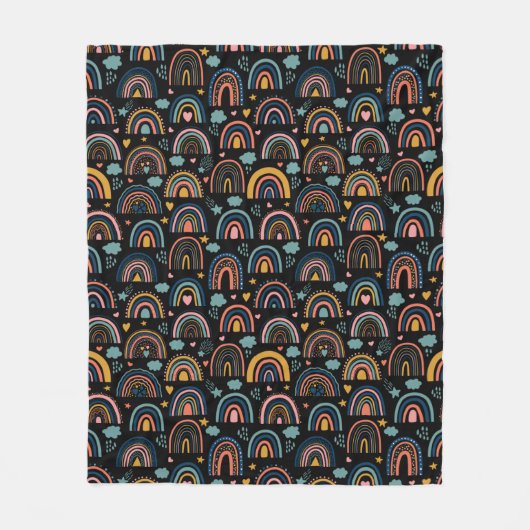 Couverture Polaire Motif arc-en-ciel coloré (Devant)