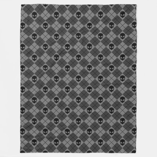 Couverture Polaire Motif Argyle Alien Noir et Gris (Devant)