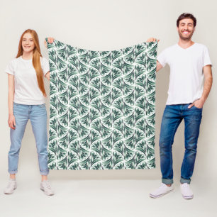 Couverture Polaire Motif Art Déco élégant avec feuillage vert