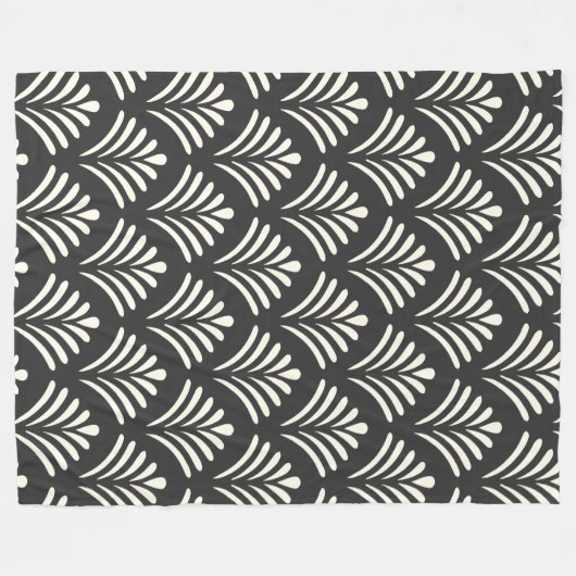 Couverture Polaire Motif Art déco moderne Motif noir et blanc  (Devant (Horizontal))