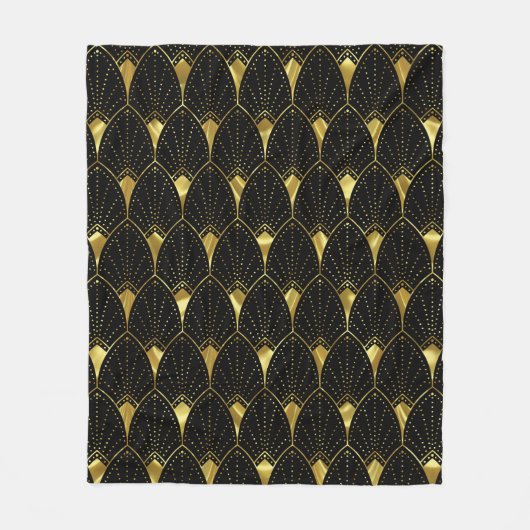 Couverture Polaire Motif Art Déco Or brillant sur Arrière - plan noir (Devant)