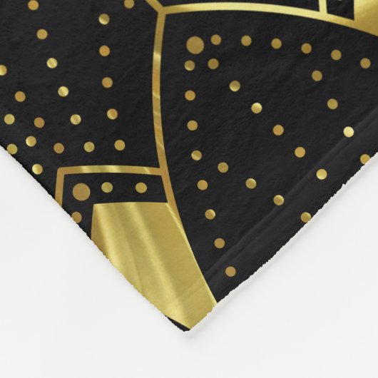 Couverture Polaire Motif Art Déco Or brillant sur Arrière - plan noir (Coin)