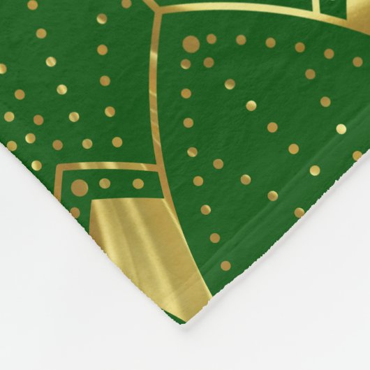 Couverture Polaire Motif Art Déco Or brillant sur Arrière - plan vert (Coin)