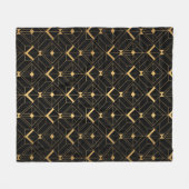 Couverture Polaire Motif Art déco. Simples grappes noir et or (Devant (Horizontal))