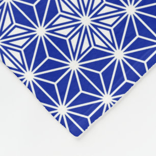 Couverture Polaire motif Asanoha japonais - bleu cobalt